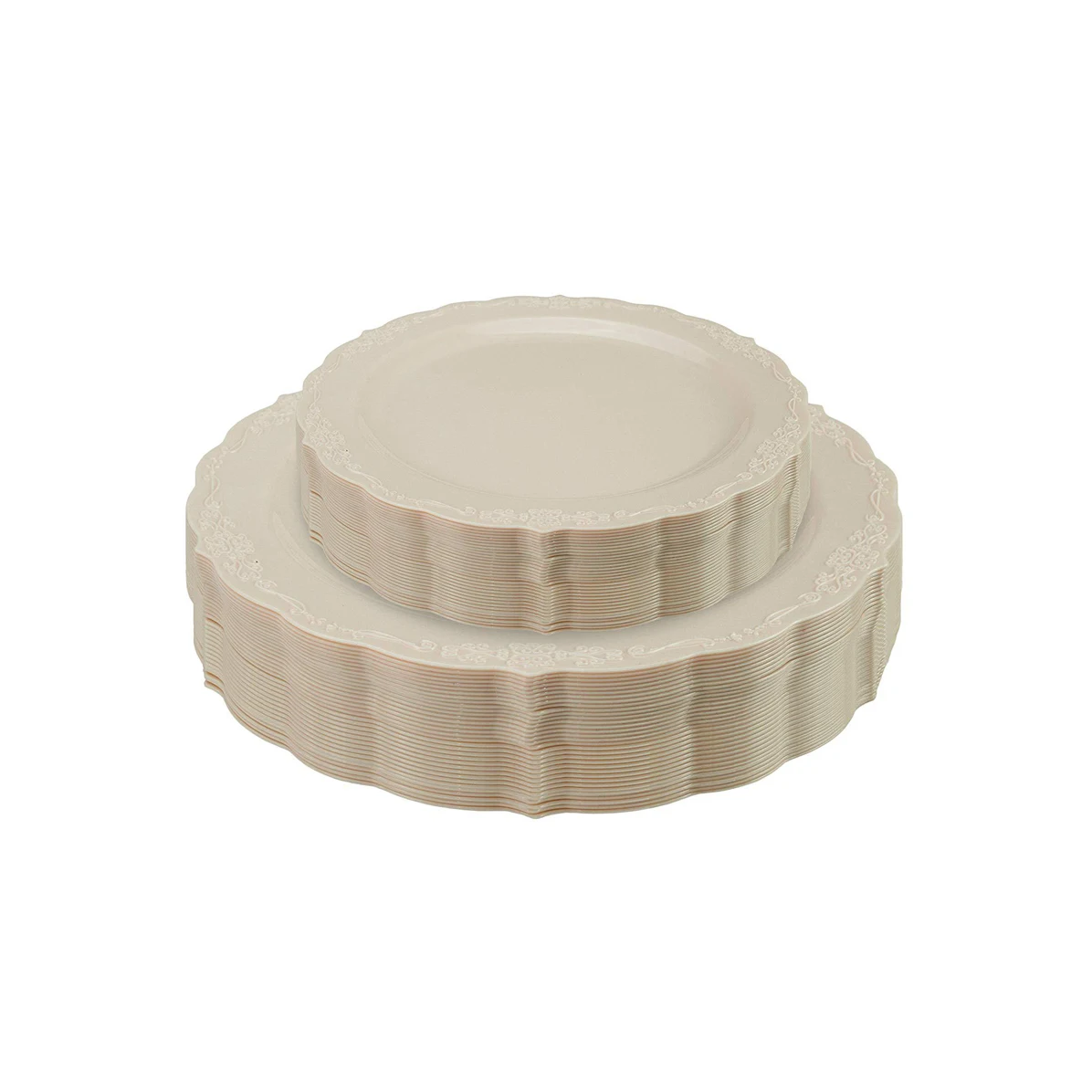 7.5 inch 10.25 inch disposable plate color hard plastic disc lace plate European-style plastic dinner plate set