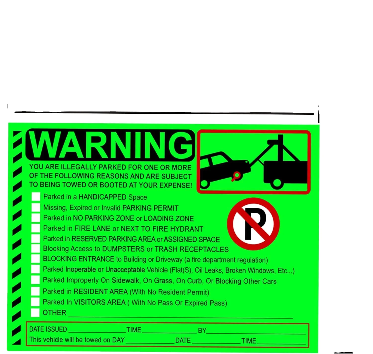 Custom Parking Violation Stickers Notice Parking Violation Stickers Tow Warning You are illegally Parked Multi Reasons