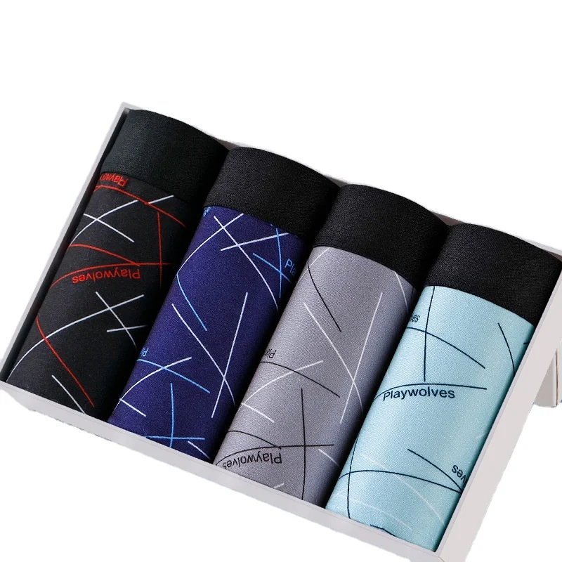 Plain men underwear cotton men boxer brief shorts pack set