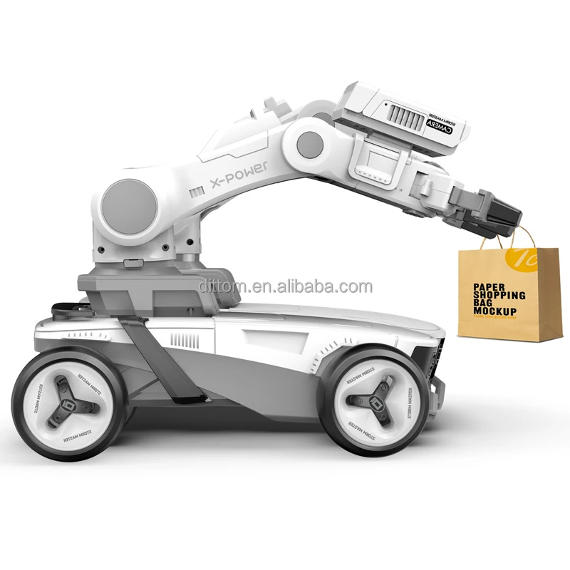 2.4G X5 RC Mechanical Arm Robot Programmed Intelligent Grab Cart Transport Truck With Camera