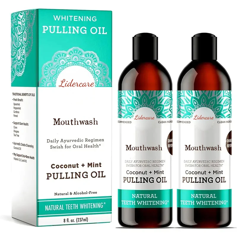 Custom Natural Mouthwash Alcohol Free Teeth Whitening Mouth Wash With Pulling Oil Coconut And Mint Flavor Liquid Mouthwash