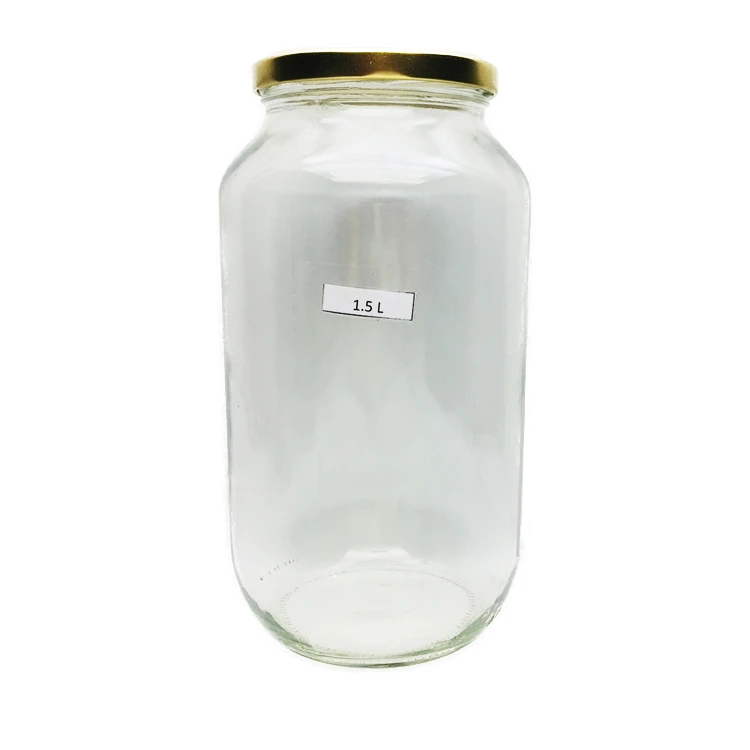Большой горшок 1500 л мл круглая стеклянная банка для кокосового масла/овощей маринок с крышкой 82 мм
