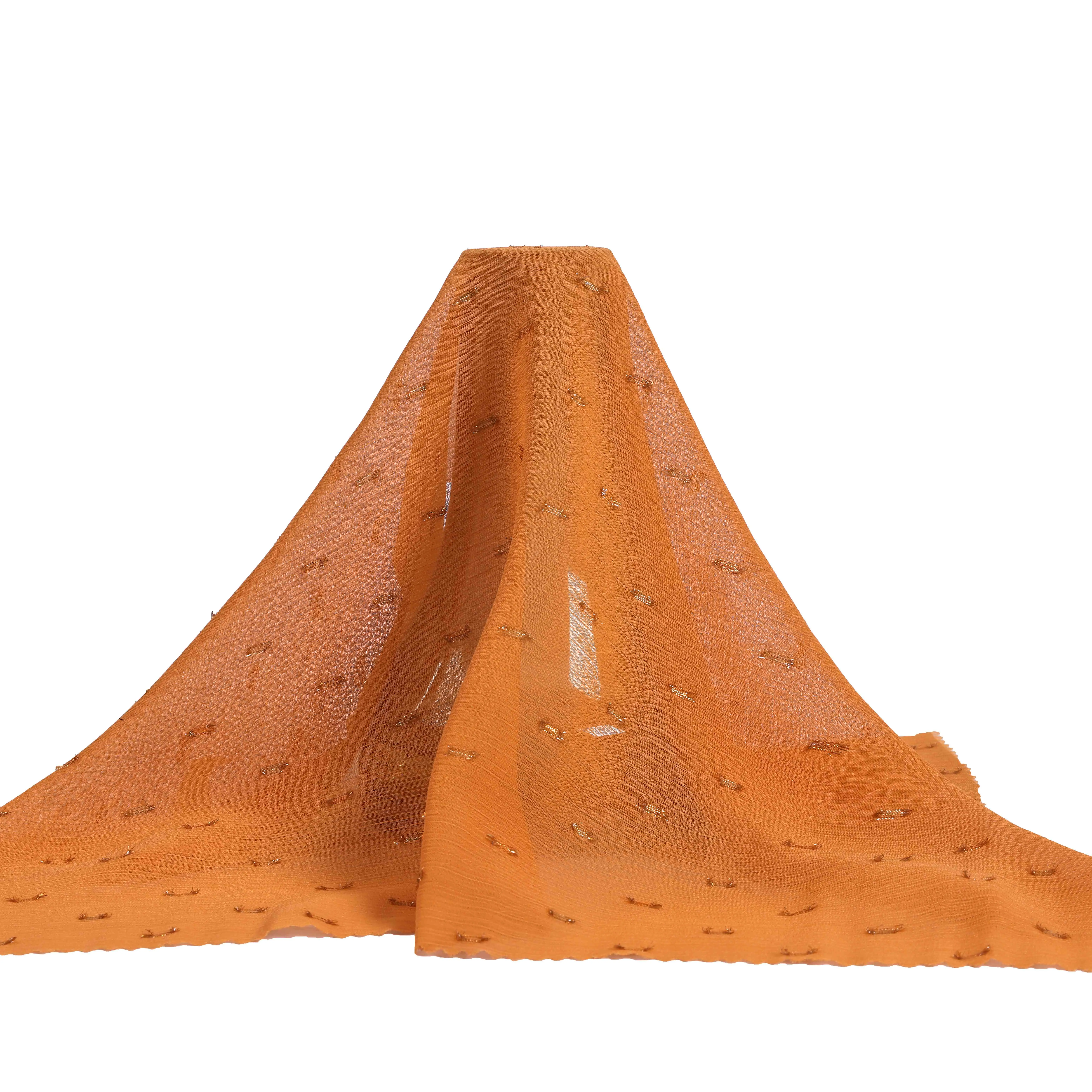 Fashiontex Free samples Support customization 75D golden silver lurex chiffon crepe 100% polyester cut flower yoryu lurex fabric