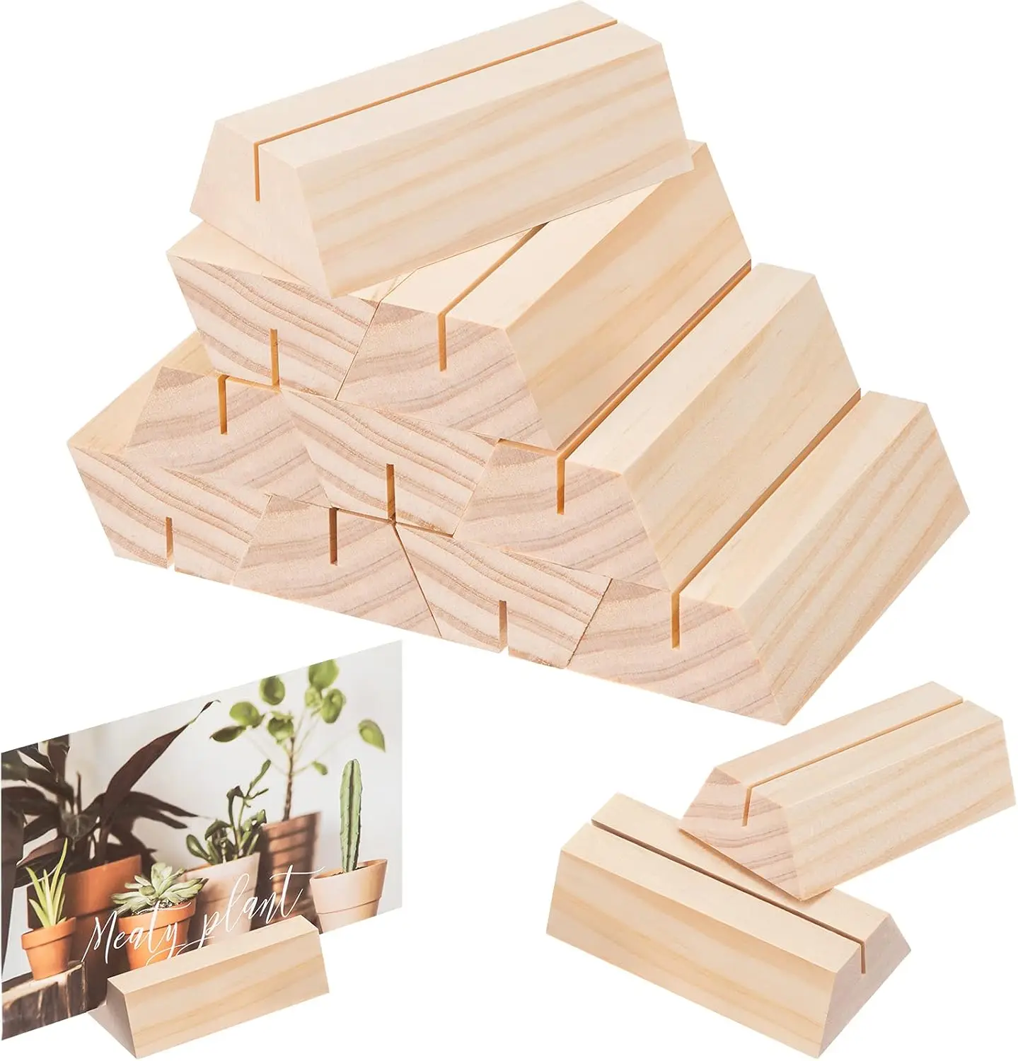 SLT New Hot Sale Wooden Card Holders Wood Menu Holder Wood Sign Stand for Wedding Party Birthday Home Decor