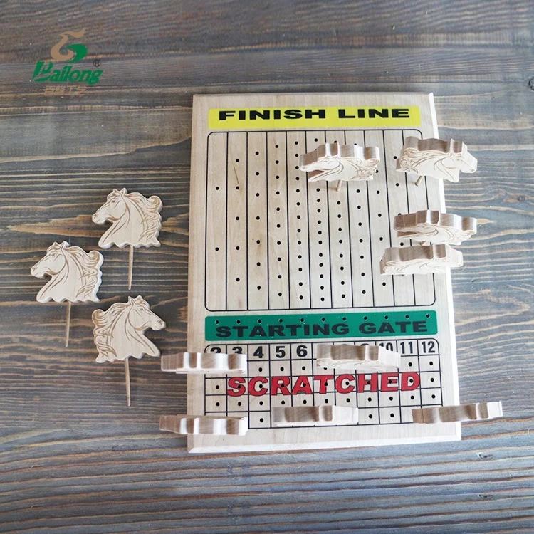 Factory price custom wooden checkers game indoor horse race board game accessories