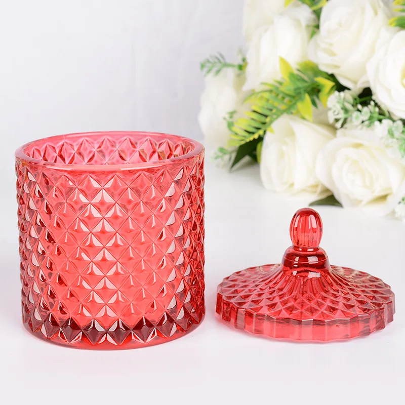 Luxury Aromatherapy Taper Color wedding Crystal Candle Jar with Lid Soy Scented Candle Wholesale