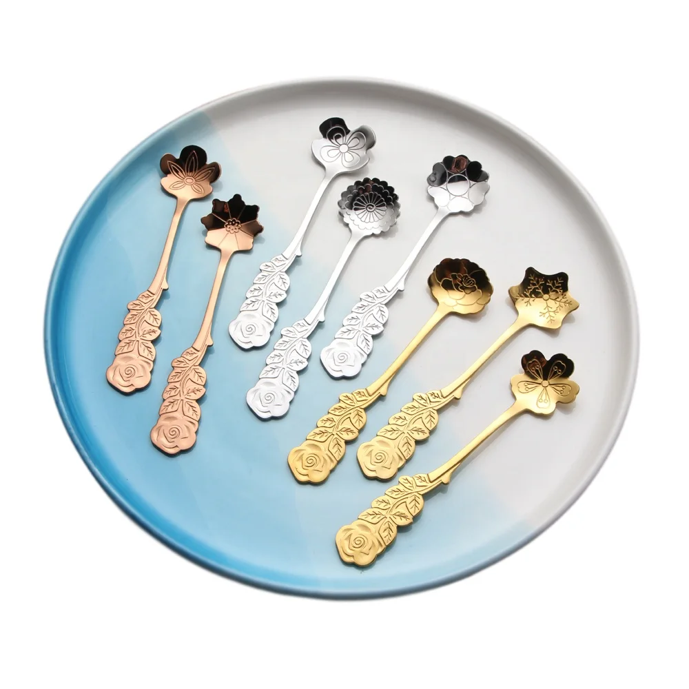 Серебряных изделий оптовая продажа, дешевая цена, оптовая торговля товаров в форме цветка для перемешивания забавные ложки подгонянным логосом уникальный подарок сувенир кофе Десерт sp