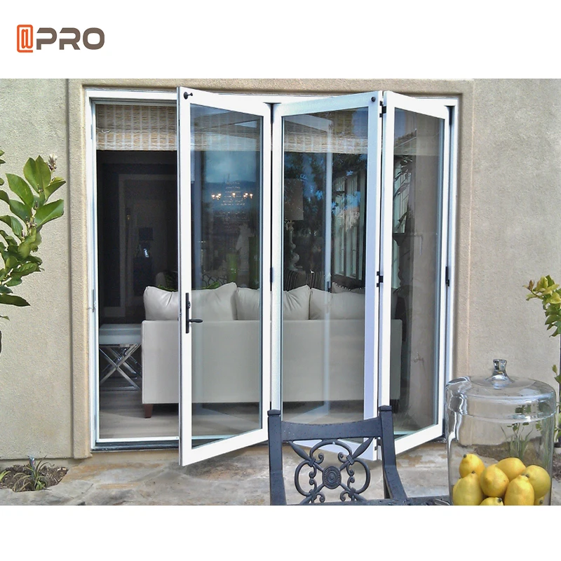 Exterior Aluminium Folded Double Glass Terrace Aluminum Plexiglass Sliding Folding Door Profiles Bi-Folding Doors For Restaurant