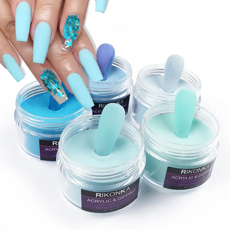 3 в 1 синий комплект серёжек-гвоздиков полимерный УФ гель акриловый порошок для погружения