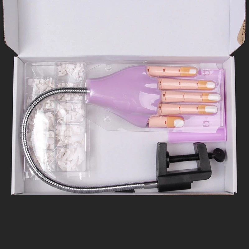 Ready Stock Purple Upgraded Practice Nail Hand For Acrylic Nail Tips Flexible Trainer Silicone Nail Training Practice Hand