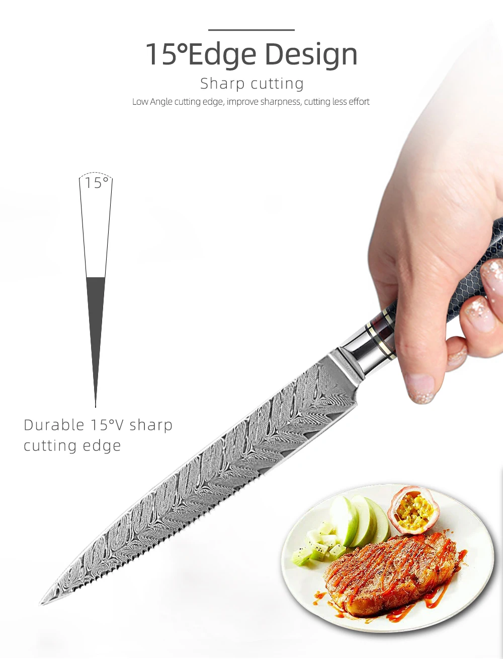 Hot Selling 5 Inch VG10 Damascus Steel Steak Knife