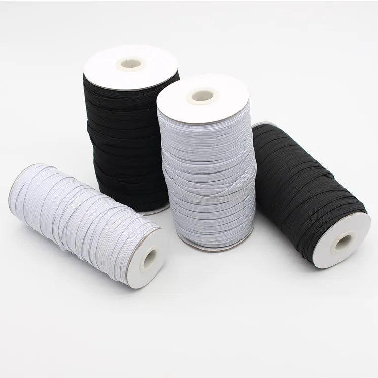 Custom Black White Polyester Rubber Elastic Webbing Band High Elastic Band