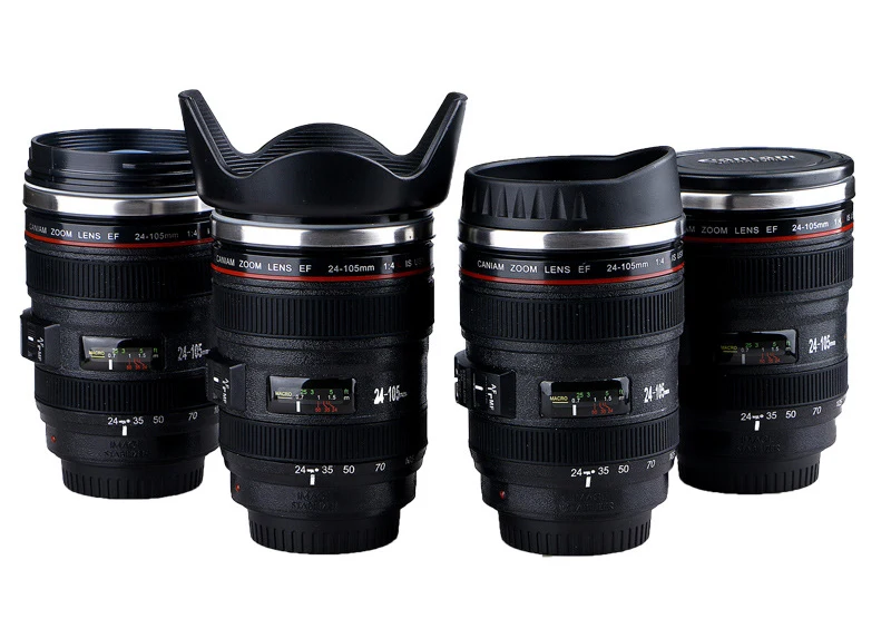 high quality and luxury travel camera lens mug with stainless steel inner