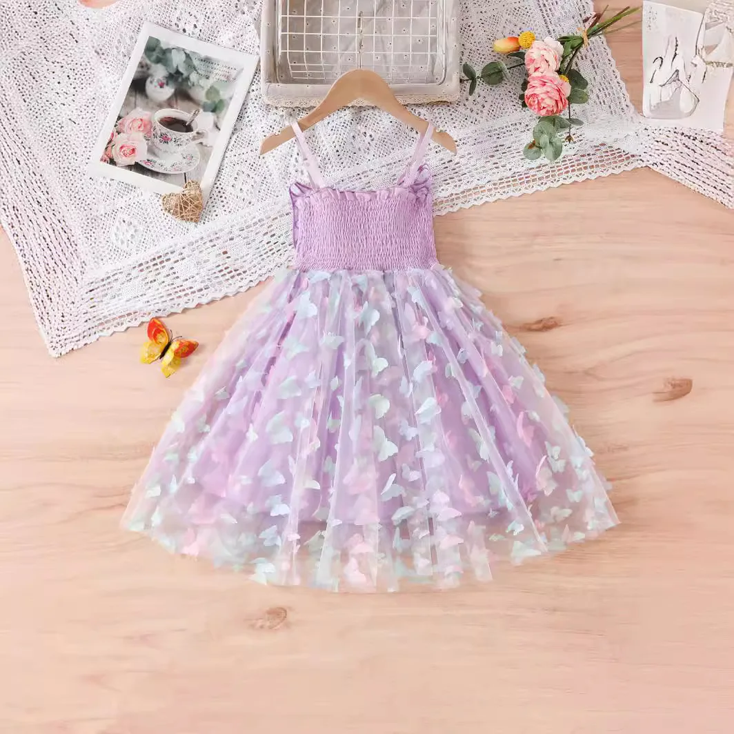 Conyson Girl Butterfly Wings Fairy Gauze Princess Dress Lovely Kid Summer Sleeveless Tulle Dress Child Birthday Party Gown Dress