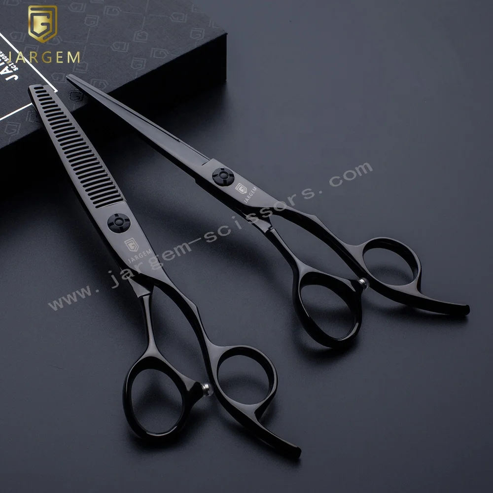 Black coated hairdressing scissors top selling 6.0 inch hair scissors set