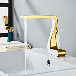 Creative Luxury Waterfall Art Basin Faucet Cold Heat Single Hole Brass Bathroom Lavatory Wash Hand Basin Tap