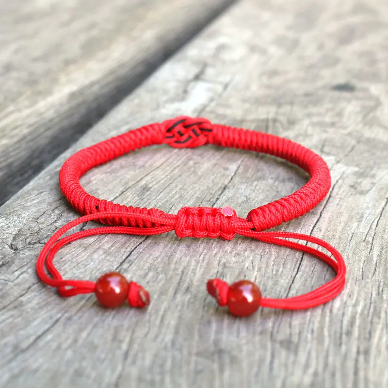 Handmade Cotton Braided Explosive Red Rope Bracelet Hand-Woven Adjustable Double-knot Bracelet For Men And Women