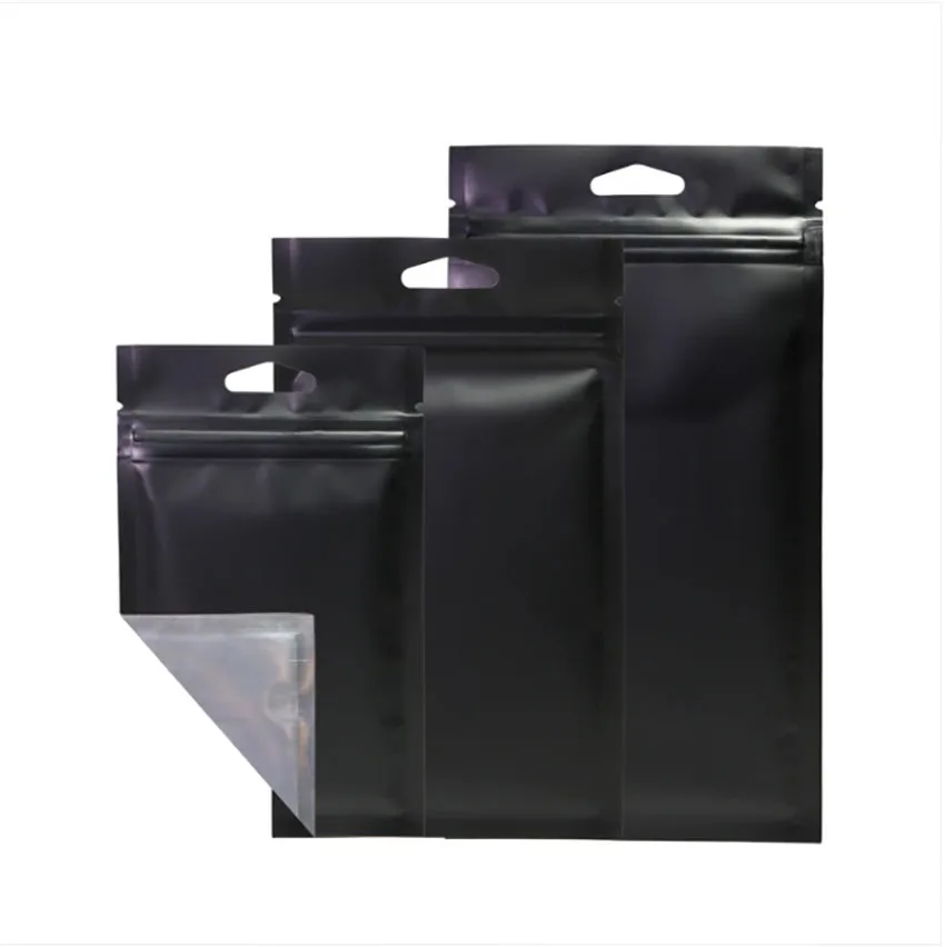 Matte Black Package Stand Up Pouch/Aluminum Foil Packaging Zip Lock Bag/Doypack Mylar Storage Food Bags