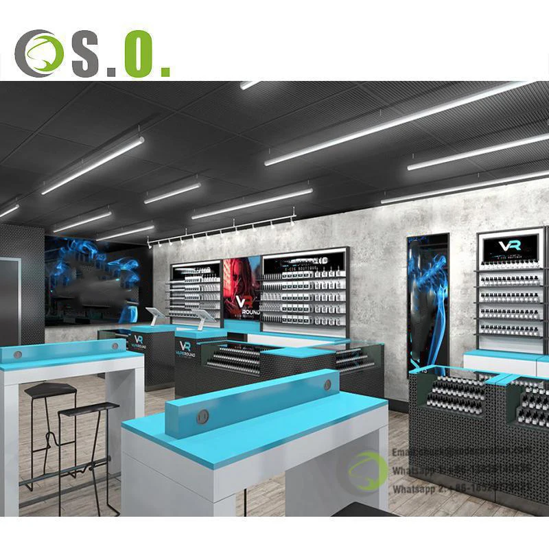 Cigarette Store Cabinet Custom Wooden Tobacco Shop Glass Display Showcase Retail Store Custom Glass Smoke Shop Cabinet