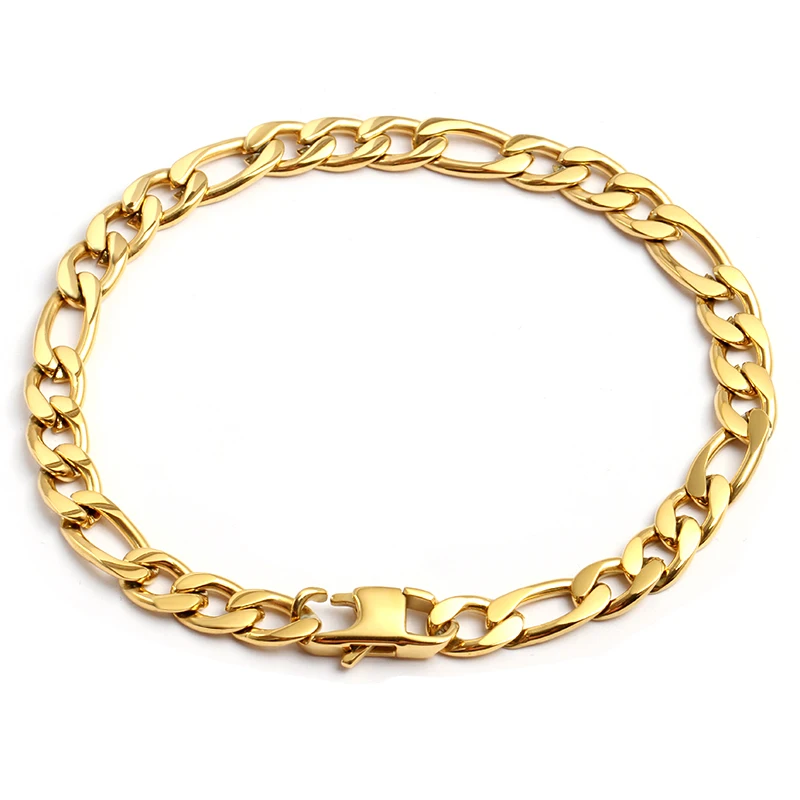 Tzti Jewelry Hip Hop Jewelry Custom Size Wholesale Stackable Gold Plated Figaro Chain Link Necklace