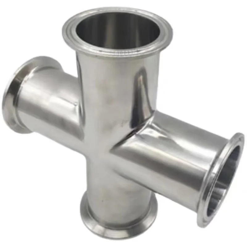 ss304 cf8 stainless steel pipe fitting ferrule clamp polishing sanitary clamp 4 way cross