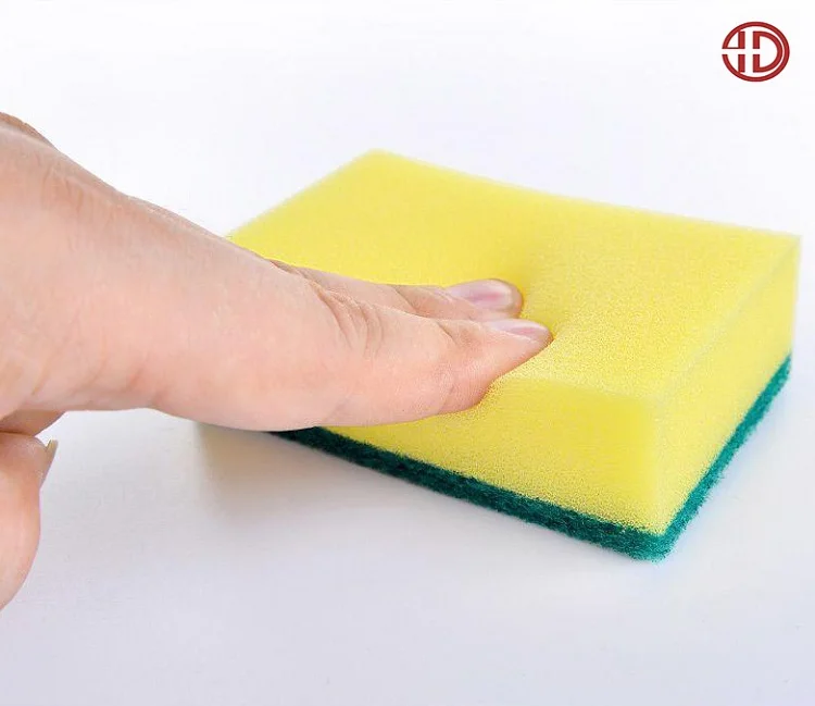 China High quality scouring sponge cleaning sponge green yellow scrubber cleaning pads