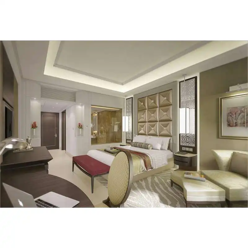 2022 Modern Design Bedroom Furniture Set Bespoke Luxury King Size Bed for Villa Use