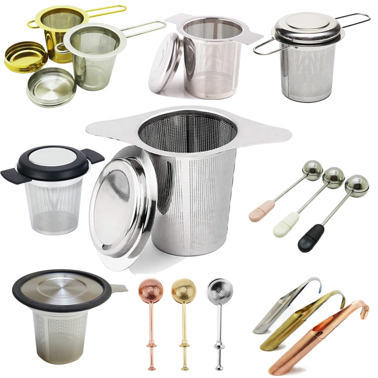 Wholesale Stainless Steel Gold Silver Color Tea Strainer Basket Infuser with Handle for Loose Leaf