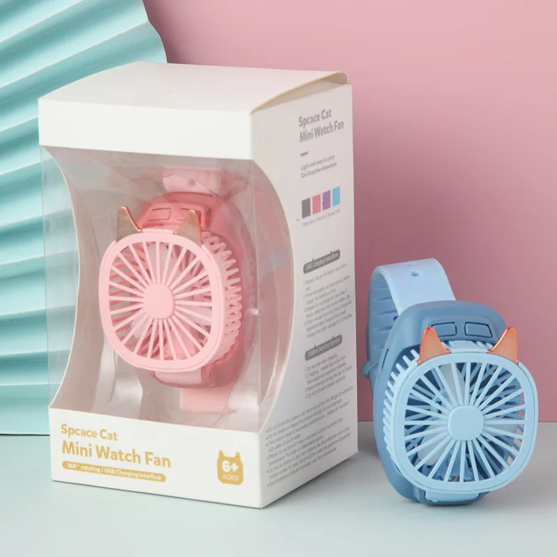 Amazon Top Sellers Usb Charging Watch Fan Glow At Night Cat Ear Usb Fan Portable Mini For Outdoor