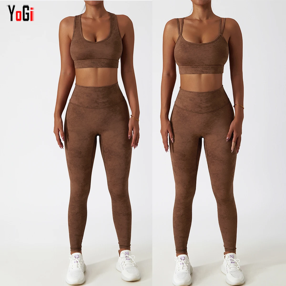 Private Label Women 2 Pieces Slim Print Compression Gym Yoga Leggings Bra Sport Outfit Wear Activewear Gym Fitness Clothing Set