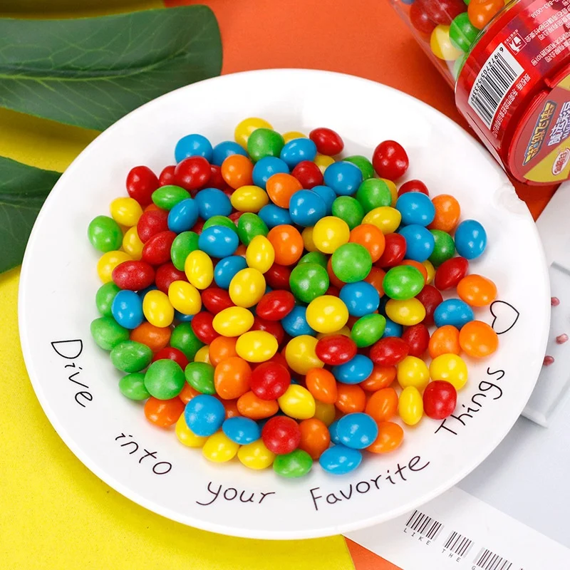 Jindaogu Magic Bean Colorful Assorted Fruity Flavor Chewy Gummy Candy Snack Sweet Chinese Packaged in Box for Children