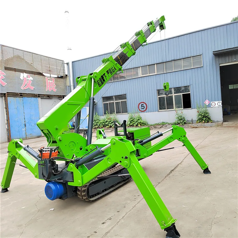 Smart Design Dual Use of Oil and Electricity Mobile Spider Crane with Long Arm Fly Jib 3 Ton Lifting Crane Mini Spider Crane