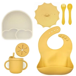 Bebe Silicone Tableware Baby Feeding Set Custom Logo Plato BPA Free Microwave Dishwasher Safe Bowl With Sippy Cup And Babero