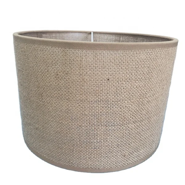 Traditional Modern Cylinder Table Pendant Lampshade Drum E27 or B22 Light in Natural rough linen lampshade