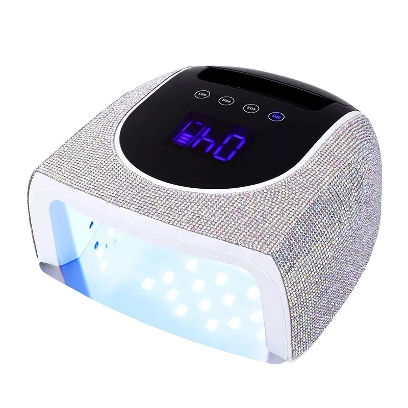 Crystal Rhinestone Rechargeable Cordless 96W Touch Screen UV LED Nail Lamp Professional Curing Nail Light Cordless Nail Dryer