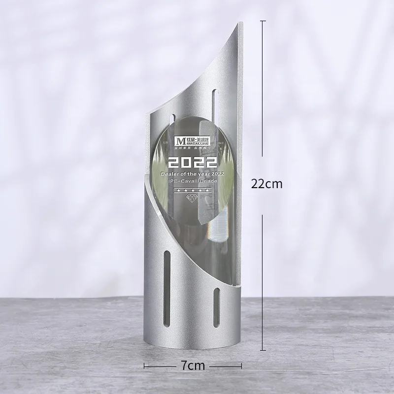 Jadevertu 2024 K9 crystal  metal trophy award trofeos custom award nonstop cylinder trophy with bevel
