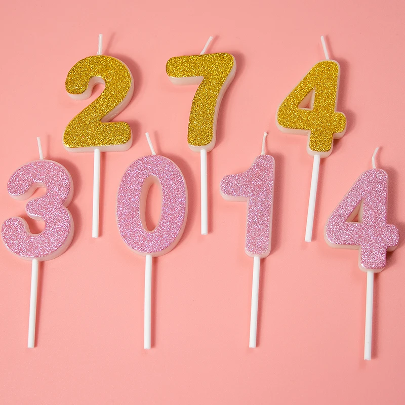 Latest Design Luxury Glitter number birthday candles with paraffin wax made