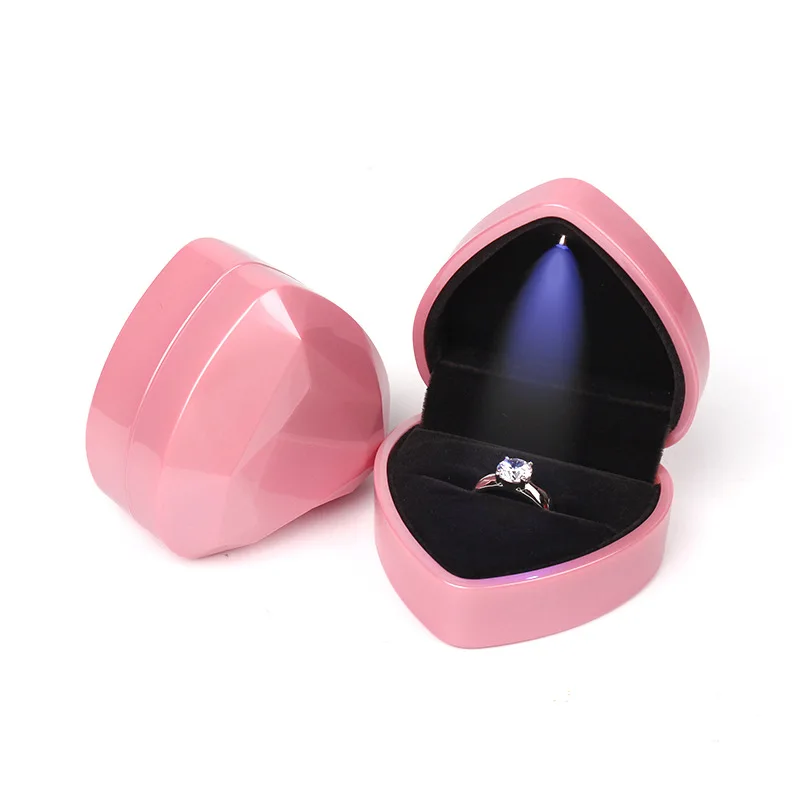 custom LED heart shaped ring earring pendant jewelry box Wholesale girls jewelry gift box