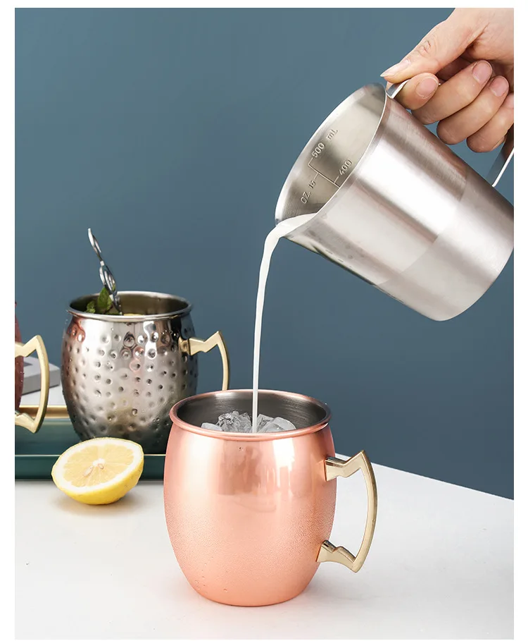 Custom Wholesale Stainless Steel Copper Hammered Custom Cheap Coffee Beer Cups Cocktail Moscow Mule Mug