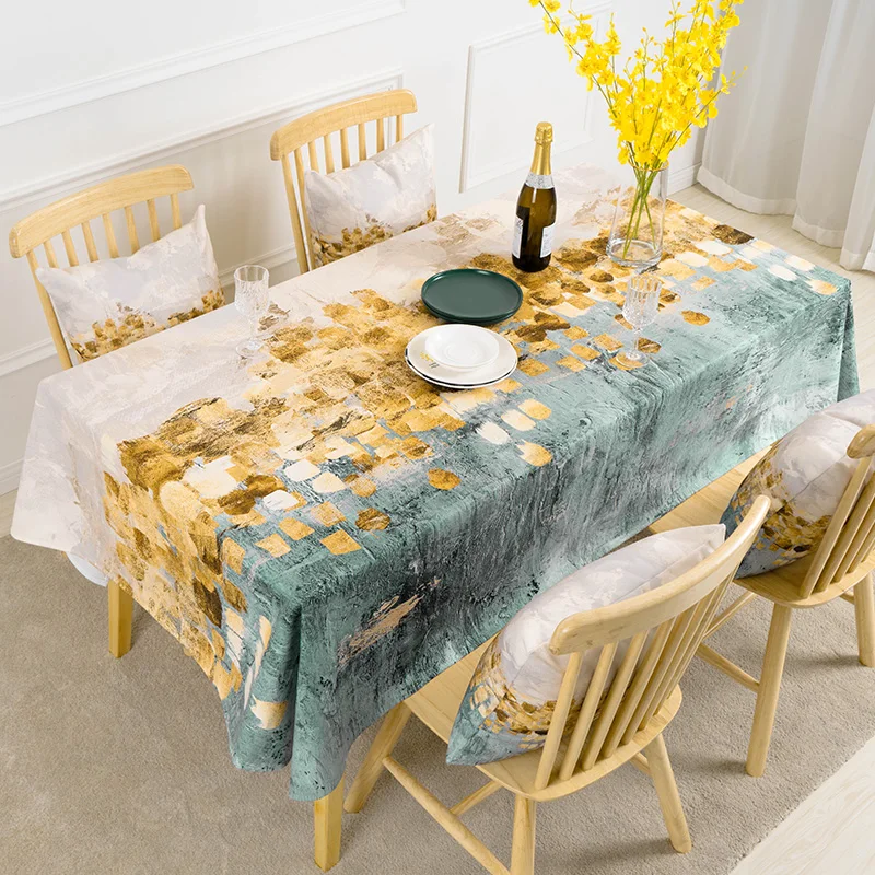 Nordic modern luxury Cotton Linen Tablecloth waterproof light luxury wedding tablecloth linen customization