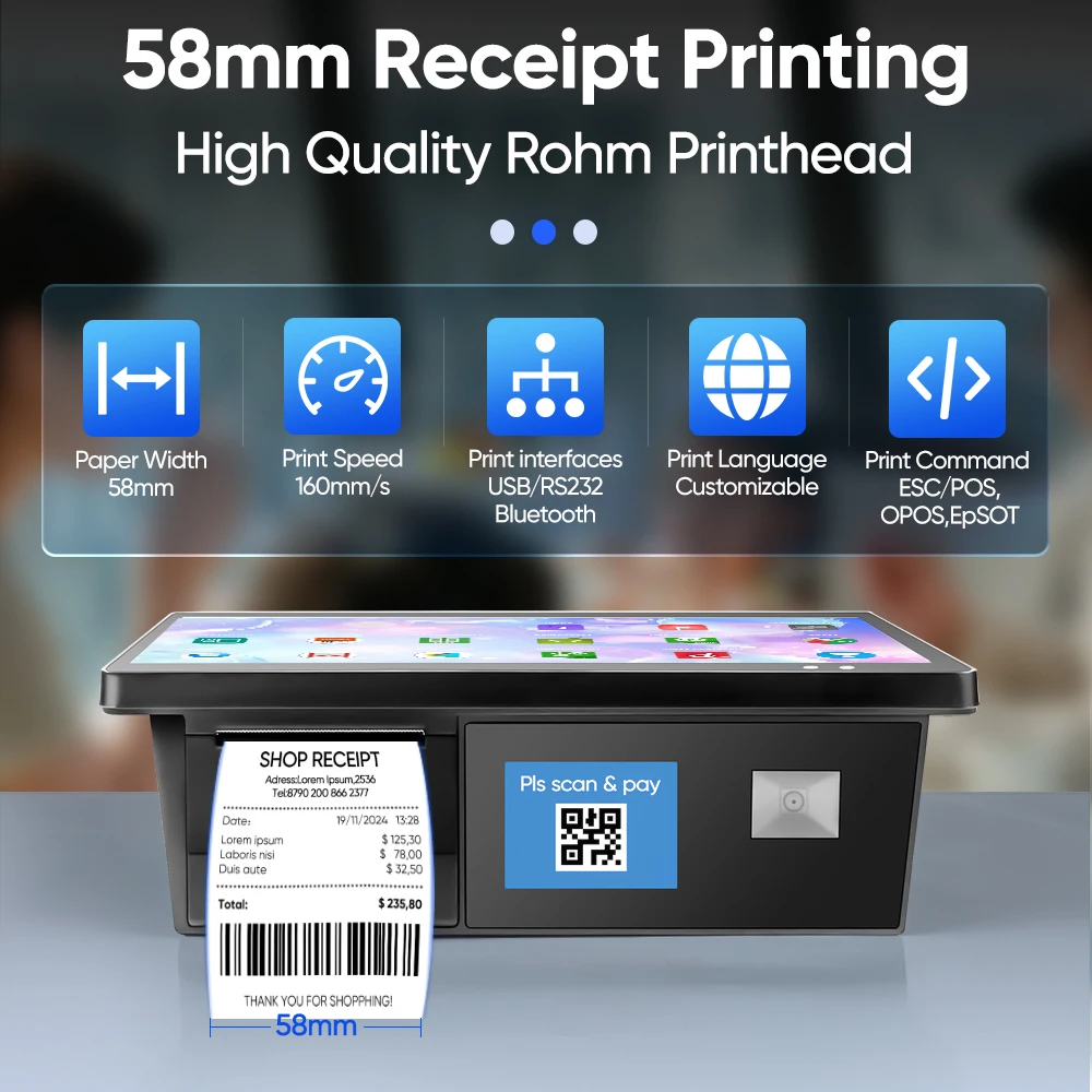 FYJ F2-T10 Pos System Quad-core 2+32GB All-In-One Billing Checkout Cashier Pos Machine Tablet With 58mm Printer