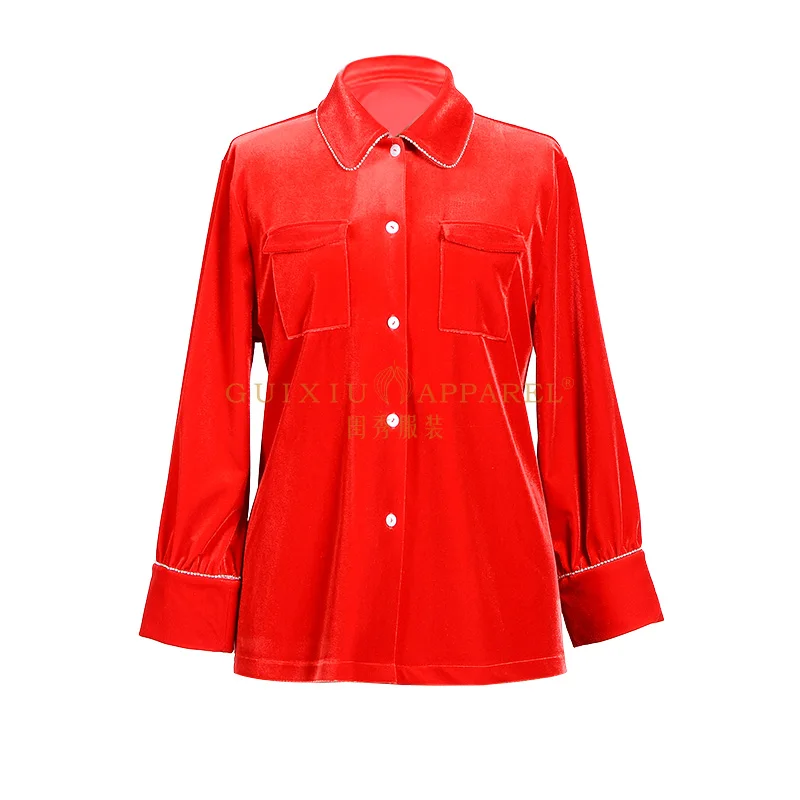 Custom Logo Winter 2 piece set Canary velvet fabric Christmas pajamas red color pleuche  christmas pyjama set