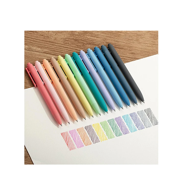 supplier custom brand multi-color barrel ergonomic grip gel ink ballpoint pens retro press neutral pen for student school office