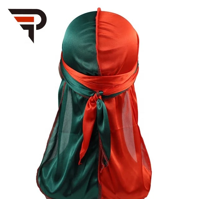 Hot selling satin silk bandana long tail pirate hat cloak hip-hop womens silk headscarf