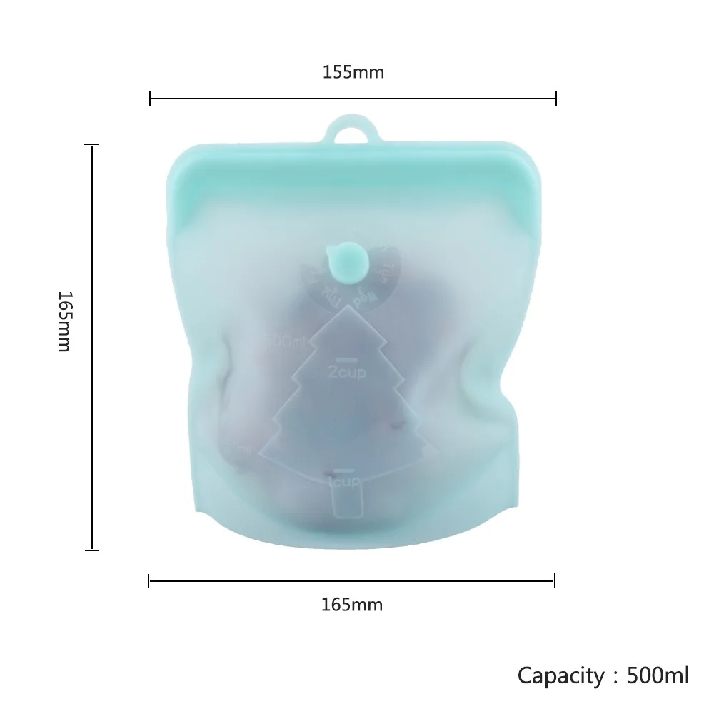Self-Sealing Kitchen Food Grade Storage Bag Fresh-Keeping Vacuum Sub Packaging for Soup Frozen Food Camping Silicone Storage Bag