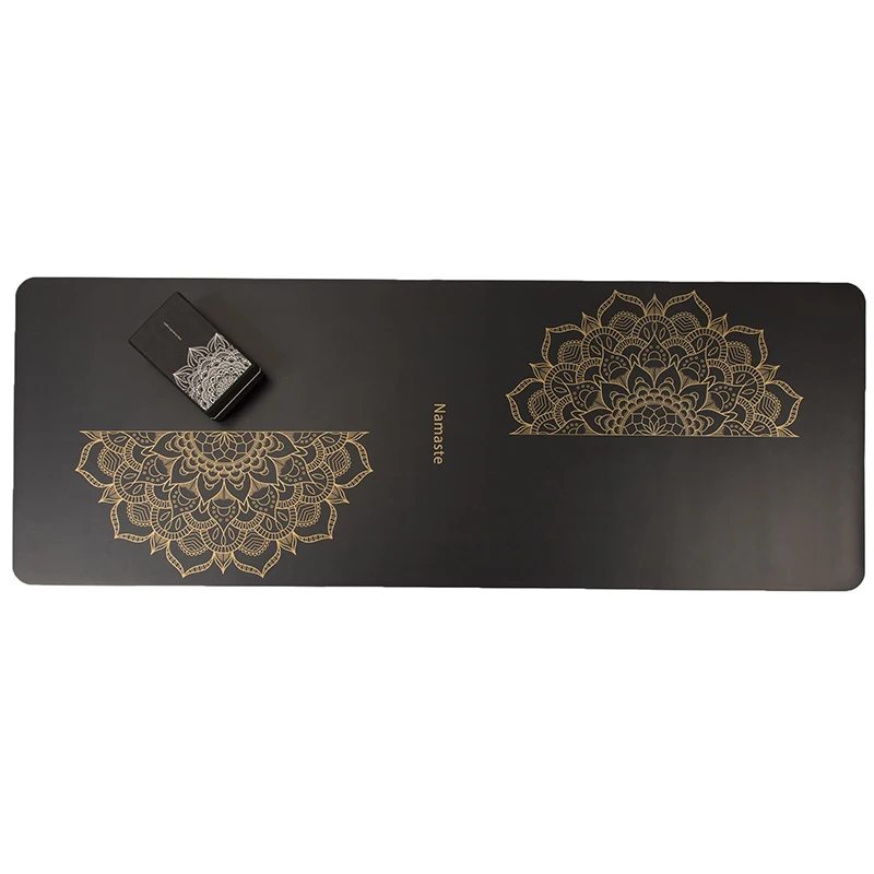 2025 New Non Slip Large Eco-friendly EVA Block Durable Polyester UV Printed Custom Golden Black PU Natural Rubber Yoga Mat