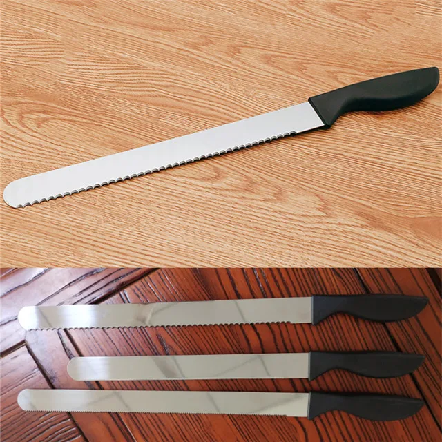 12 inch cheap price wholesale good quality kitchen plastic handle stainless steel serrated blade toast ham cake long bread knife
