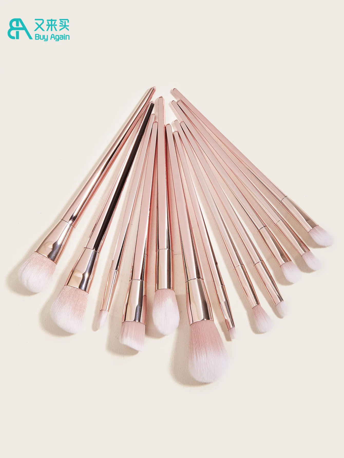 Buy Again wholesale custom private label 12pcs rose gold Makeup Brush set