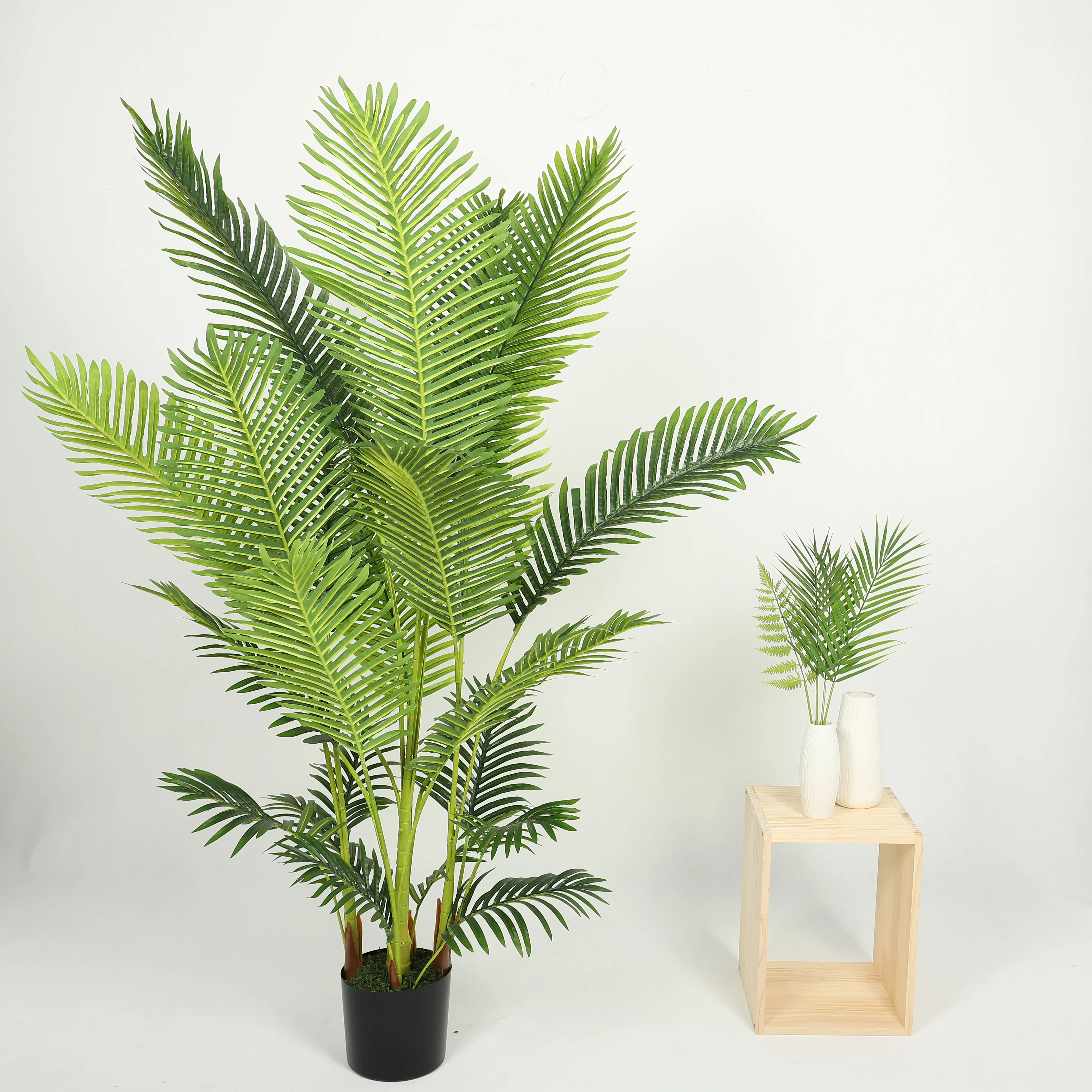 YD29390 Yiwu Household Wholesale Artificial Plastic Green Large Leaf Washington Areca Palm Tree Plant Meeting Room Interior Deco