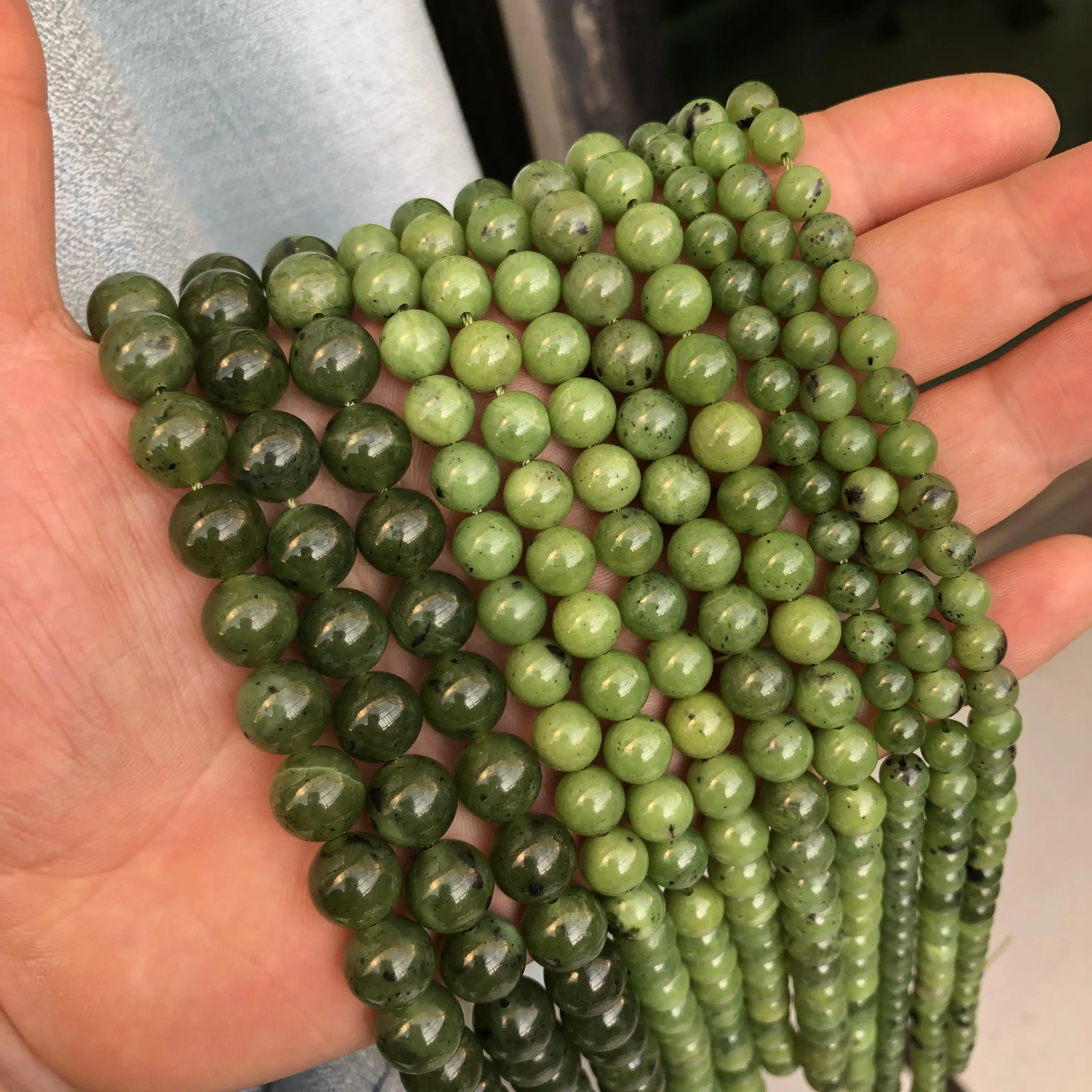 Natural Stone Canada Green Jades Gemstone Round Spacer Beads For Jewelry Making